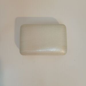 Donna Karan Ivory Sequined Cosmetic Hard Case Clutch Purse Vintage